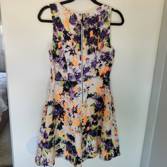MAEVE By Anthro Neon Floral Print Fit and Flare Dress Size 4 - Picture 7 of 13
